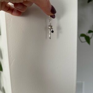 Elegant Silver Tibetan Prayer Wheel Drop Earrings